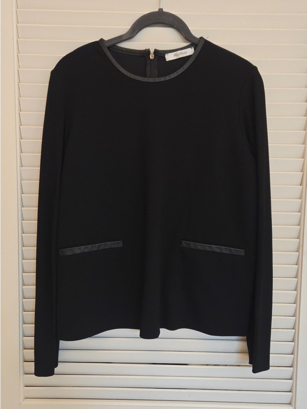 MaxMara Black Crewneck Top with Trim Accents size Medium